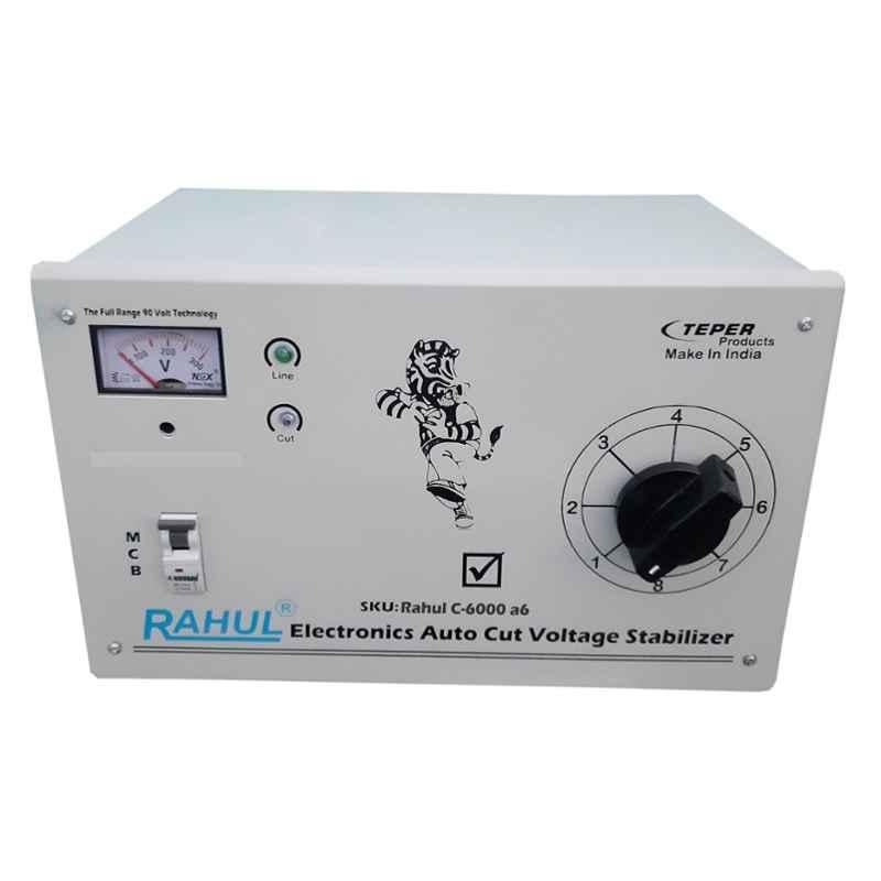 Rahul C-6000 A6 6kVA 24A 90-260V Autocut Voltage Stabilizer for Main Line Use
