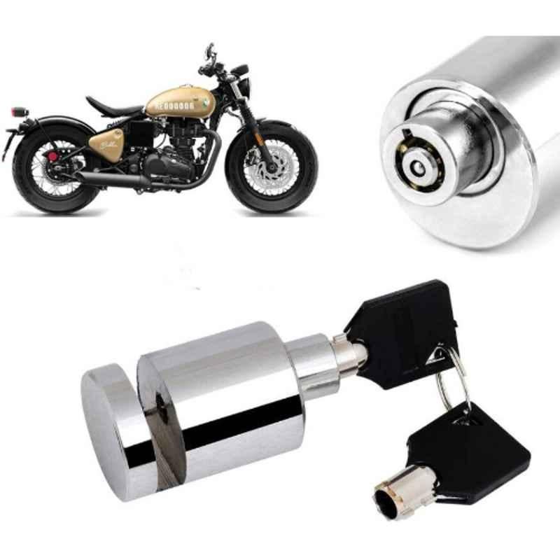 Auto Pearl Stainless Steel Silver Heavy Duty Anti Theft Motorcycle Disc Brake Lock, Lock-359