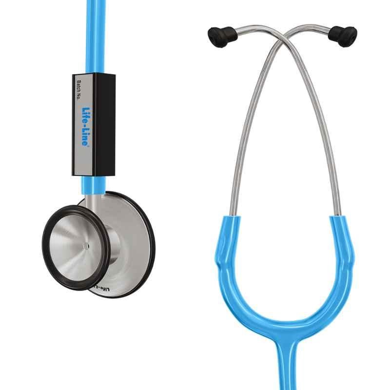 Lifeline Aluminium Light Blue Single Diaphragm Chest Piece Stethoscope with  2 Way Tube, STH012-LB