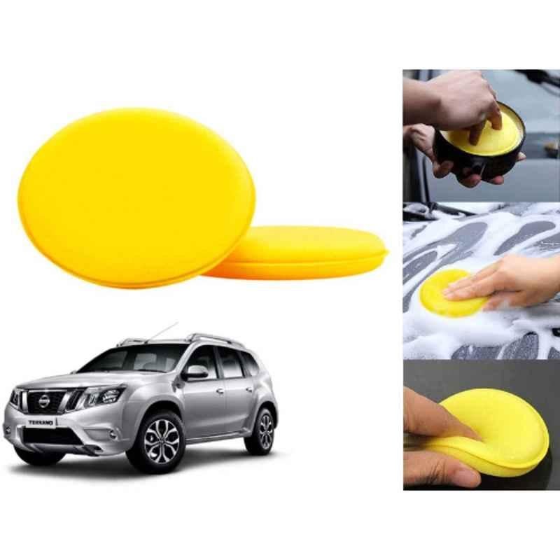 Auto Pearl Polyurethane Beige Washing & Waxing Polish Foam Sponge for Terrano (Pack of 2)