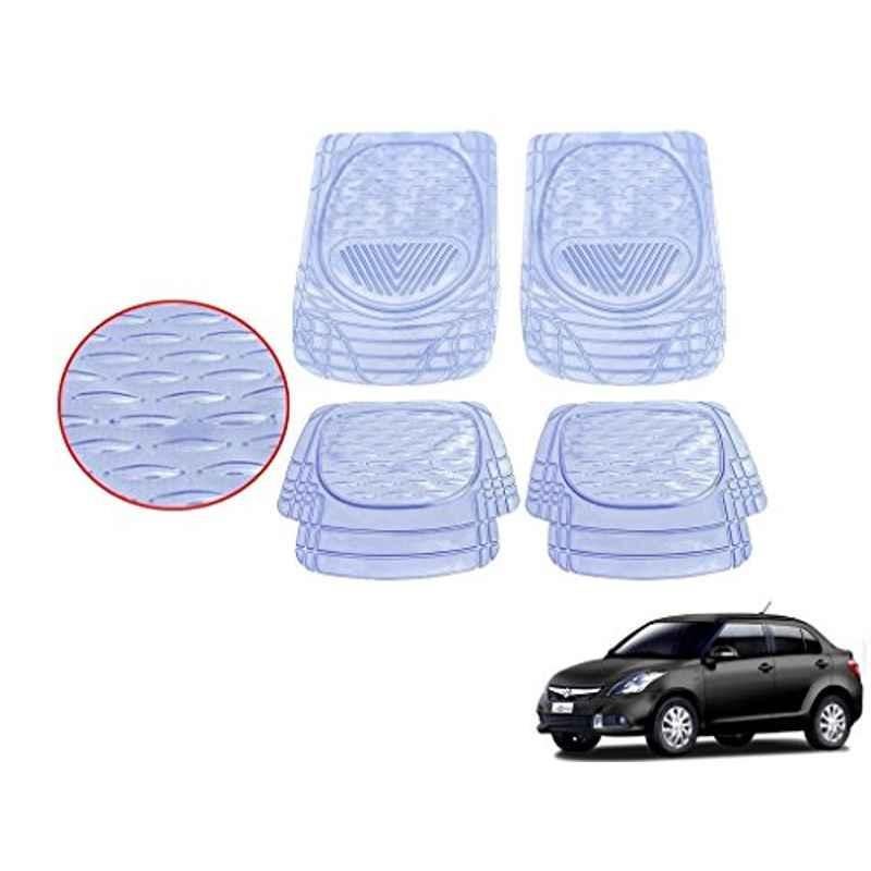 Kozdiko 4 Pcs 6204 PVC & Rubber Clear Car Foot Mat Set for Maruti Dzire