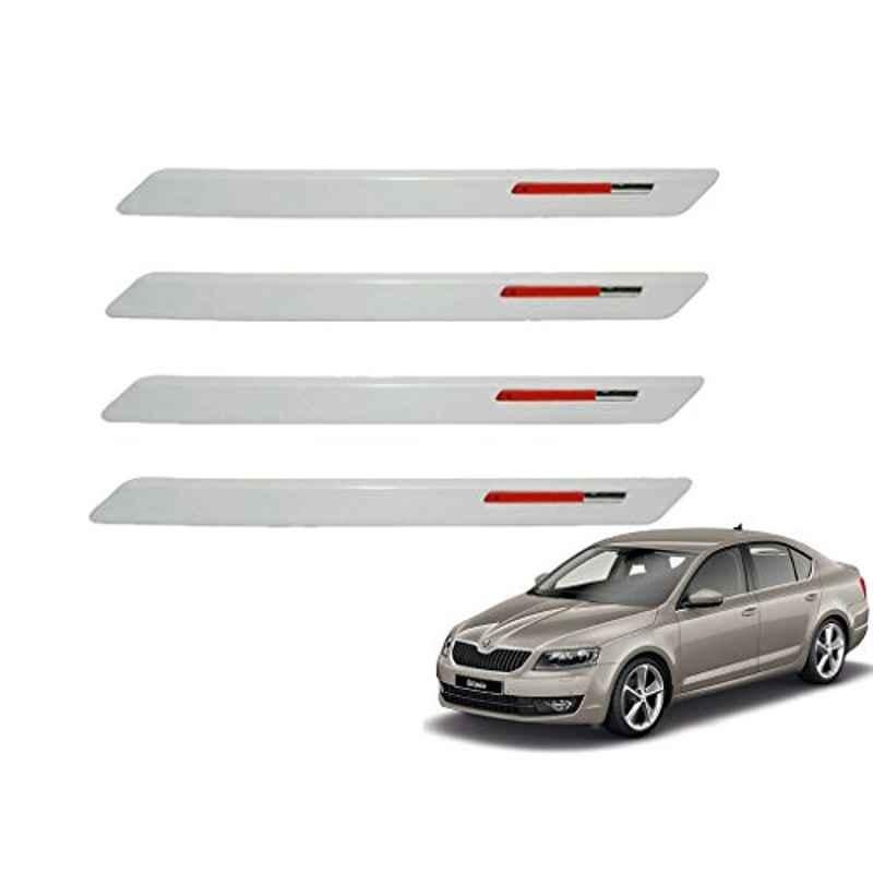 Kozdiko 4 Pcs White & Red Designer Car Bumper Protector Set for Skoda Octavia, KOZ-21031