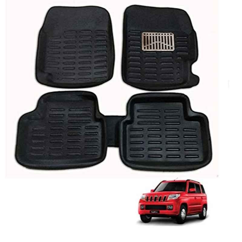 Kozdiko Thermoplastic Elastomer Black 3D Car Floor Mat Set for Mahindra TUV 300