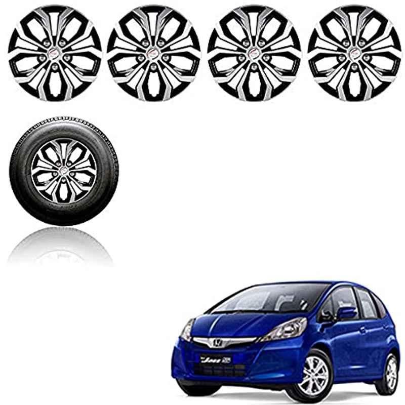 Auto Pearl 4 Pcs 14 inch Silver & Black Press Fitting Wheel Cover Set for Honda Jazz 2015