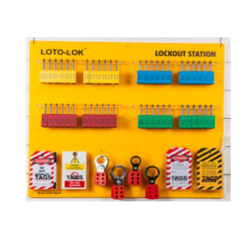 LOTO-LOK 685x604mm Yellow Lockout Station with Contents, LS-ACST-48L4P-CS