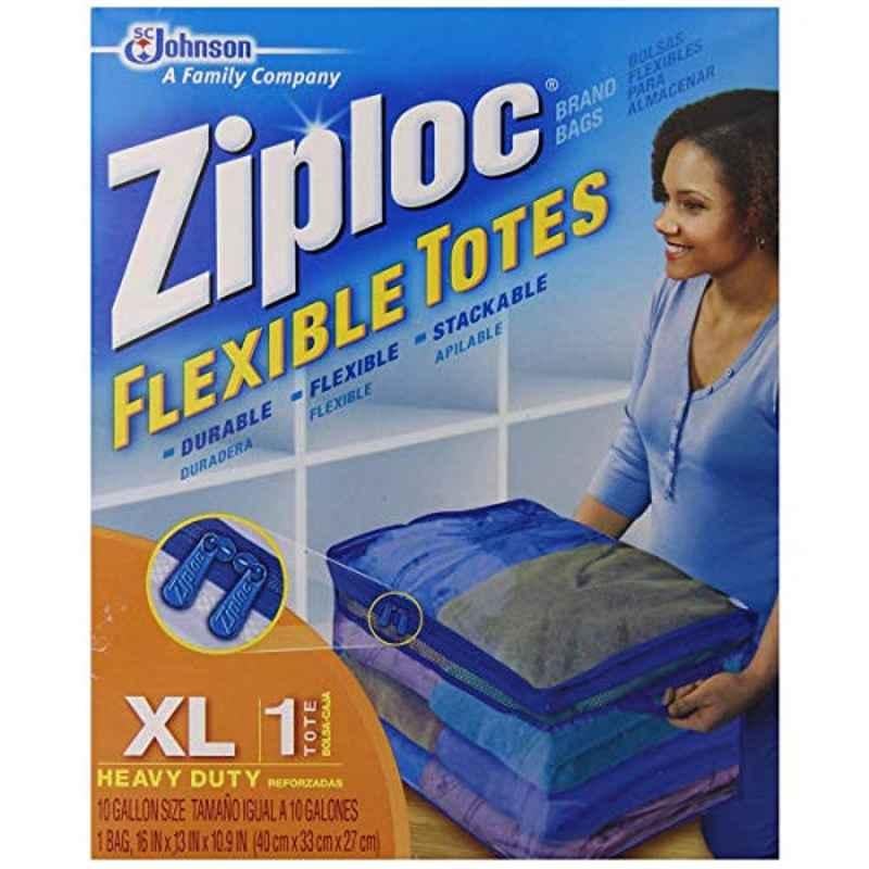 Ziploc Plastic Transparent Flexible Storage Tote Bag, 1616457, Size: XL