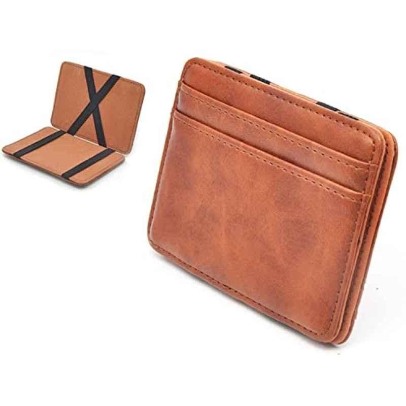 Rubik Leather Brown Money Clip & Cards Holder Wallet