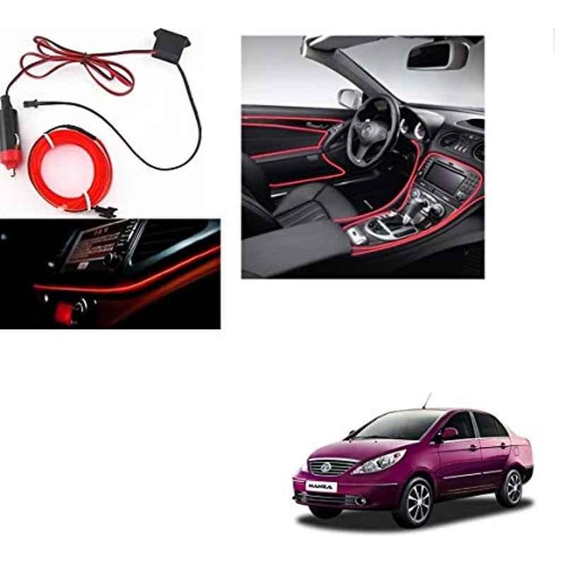 Kozdiko 12V Red Car Interior Decor Neon Strip Light for Tata Manza