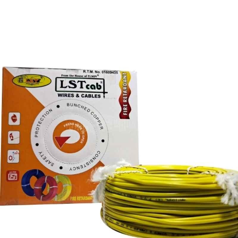 LST CAB 1.5 Sqmm Single Core Yellow FR PVC Insulated CCR Copper Wire for Domestic & Industrial Purpose, Length: 58 m