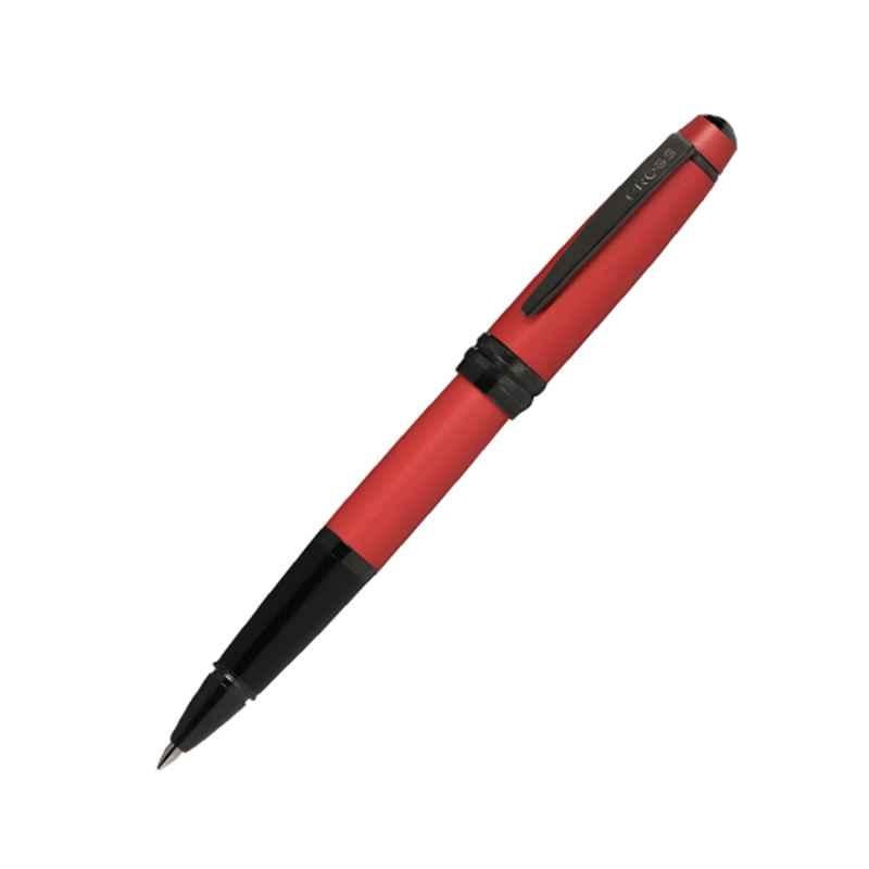 Cross Bailey Black Ink Matte Red Lacquer Finish Roller Ball Pen with 1 Pc Black Gel Ink Refill Set, AT0455-21