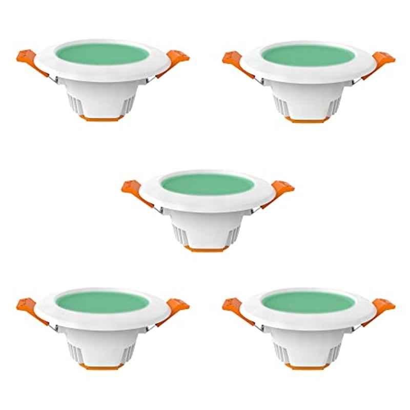Fybros F-Eco 6W Polycarbonate Green Round LED Ceiling Light, FLS5855E (Pack of 5)