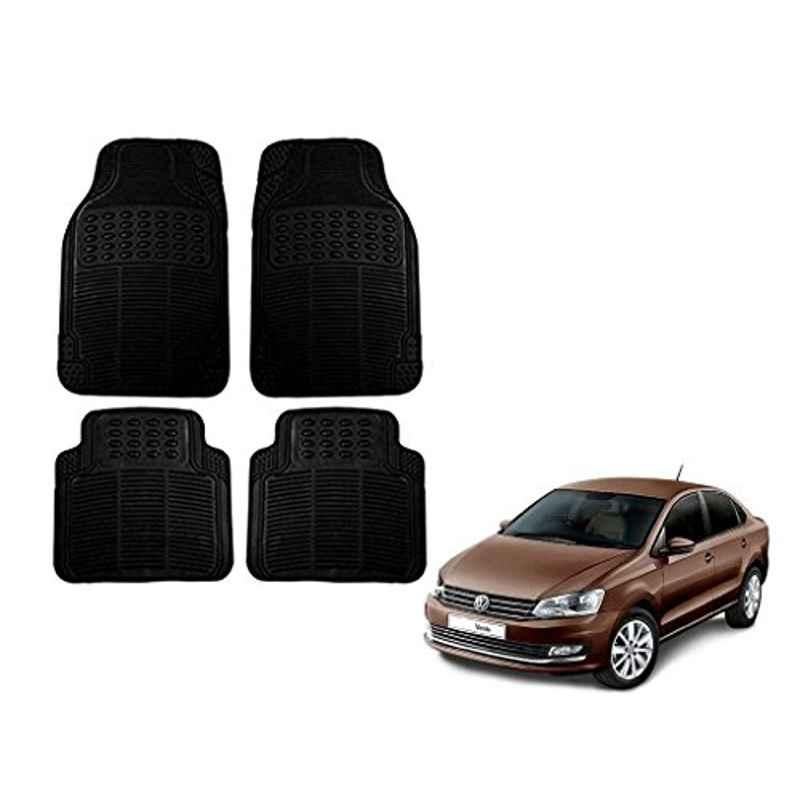 Kozdiko 4 Pcs Black Rubber Car Mat Set for Volkswagen Vento