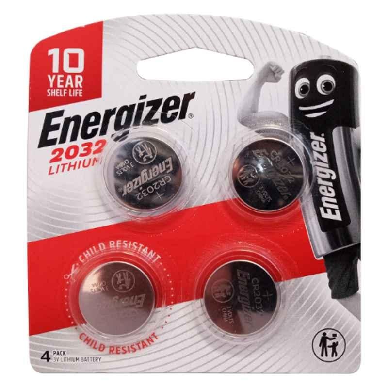Energizer 3V Lithium Coin Battery, E-CR2032 (Pack of 4)