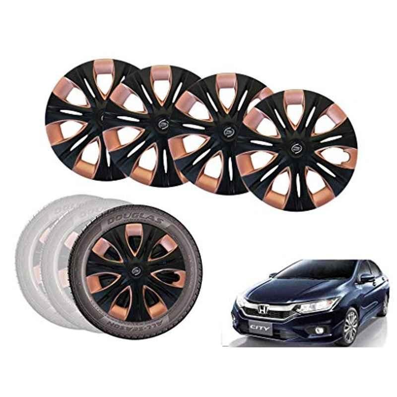 Auto Pearl 4 Pcs 15 inch ABS Black & Copper Car Wheel Cover Set for Honda City2017