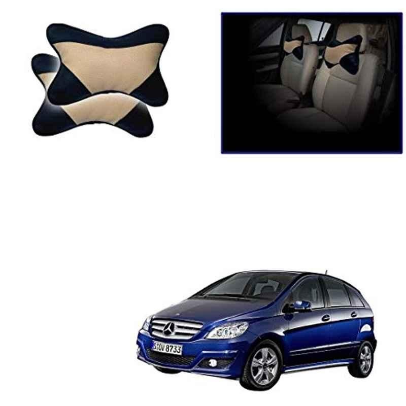 Kozdiko 2 Pcs Memory Foam Beige & Black Car Neck Rest Cushion Pillow Set for Mercedes Benz B-Class Electric
