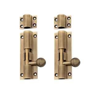 Atom 12 inch Brass Antique Finish Aluminium Tower Bolt, TB001 (Pack of 2)