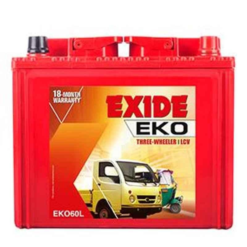 Exide Eko 12V 60Ah Left Layout Battery, EKO60L
