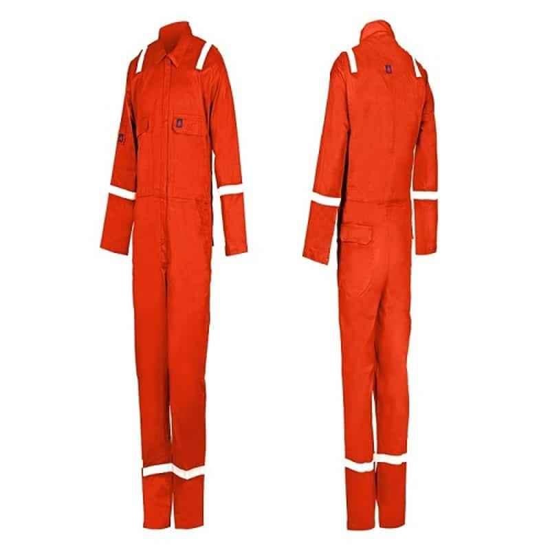 Rigman Tecasafe Plus Orange 215 GSM Inherent Flame Resistant Coverall, Size: Small