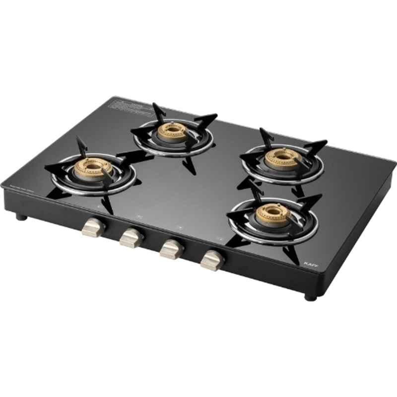 Kaff CTC694B 4 Burner Stainless Steel Toughened Glass Manual Gas Stove