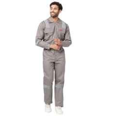 French Terrain 200 GSM 100% Cotton Grey Industrial Safety Boiler Suit with Reflective Tape, Size: L (40 cm)