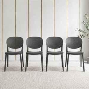 CELLBELL Aero Plastic Grey Stackable Armless Chair (Pack of 4)