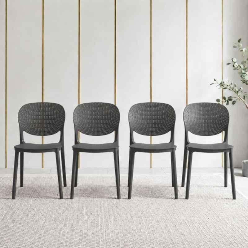 CELLBELL Aero Plastic Grey Stackable Armless Chair (Pack of 4)