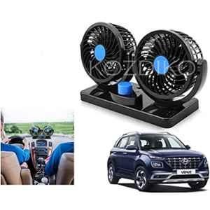 Kozdiko 12V Copper Black Dual Head Rotatable Electric Car Dashboard Fan with 360 Degree for Hyundai Venue New 2019