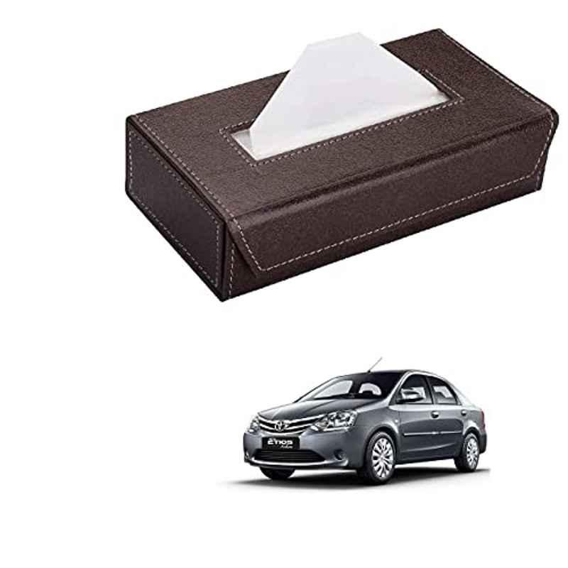 Kozdiko 100 Pulls PU Leather Brown Car Tissue Paper Box with 200 Sheets for Toyota Etios