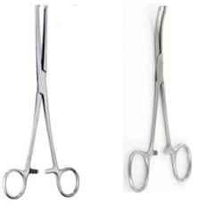 Forgesy 2 Pcs 6 inch Stainless Steel Straight & Curved Kochers Artery Forceps Set, SUNX85