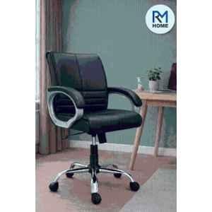RM HOME Veltor Classic Leather Medium Back Black Executive Chair