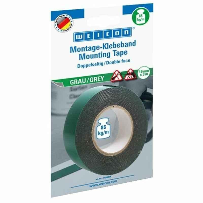 Weicon Double Sided Mounting Tape, 14050319, 19 mmx3 m, Grey