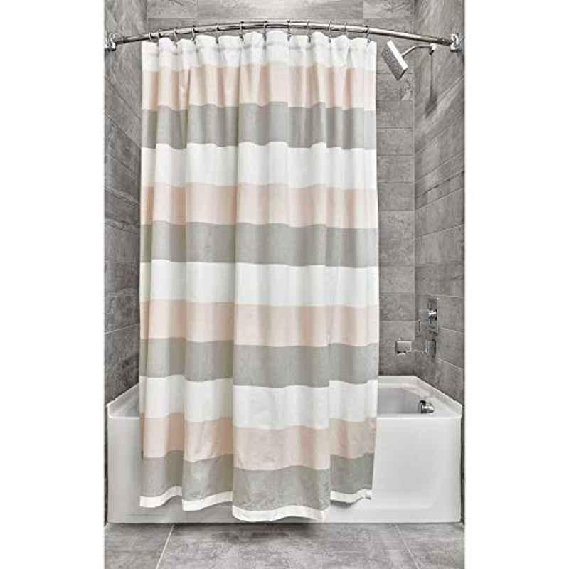 iDesign 72x72 inch Cotton Wide Multi Stripe Shower Curtain, 73626