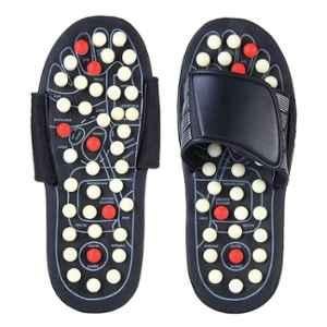 Dominion Care Black Spring Acupressure & Magnetic Therapy Accu Paduka Slippers for Full Body Blood Circulation, Size: 6