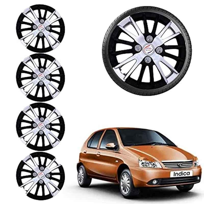 Auto Pearl 4 Pcs 13 inch ABS Black & Grey Car Wheel Cover Set for TATA Indica