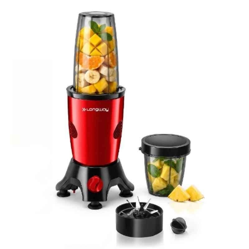 Longway Blixa Nutri 600W 22000rpm Red Wine Blender with 2 Jars, Stainless Steel Blade & 3 Years Warranty