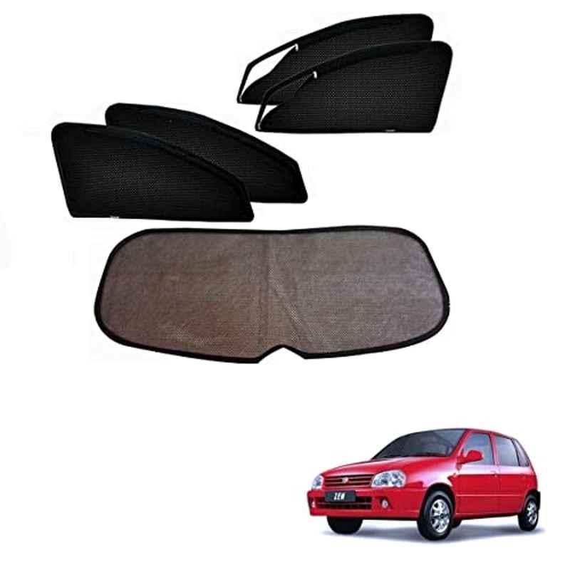 Kozdiko 5 Pcs Mesh Black Magnetic Zipper Window & Rear Car Sun Shades Set for Maruti Suzuki Zen
