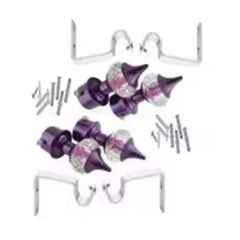 Ojass 10x5cm Stainless Steel Baigani Solid Crystal Diamond Curtain Bracket with Support Clamp, SCB04SBGNI (Pack of 4)