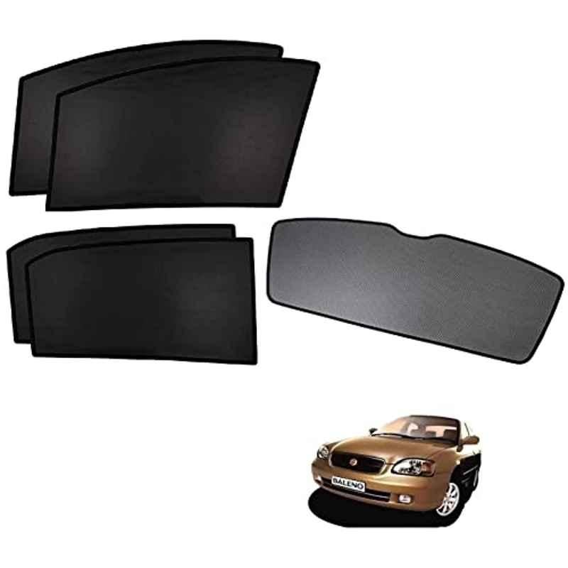 Kozdiko 5 Pcs Polyester Black Non Magnetic Window & Rear Sun Shades Set for Maruti Suzuki Baleno Old
