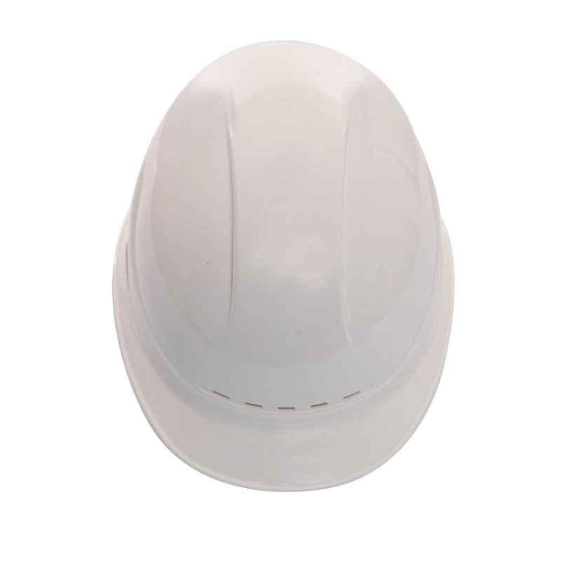 Darit White ABS Ratchet Textile Safety Helmet with Foam Sweatband, ES-233