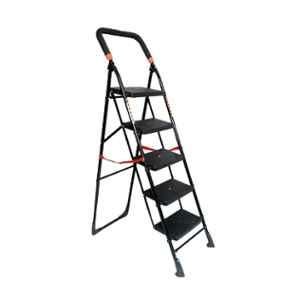 Inaithiram SL5SDLX 150kg 5 Step CRC Black Powder Coated Foldable Step Ladder with Anti Slip & Safety Clutch Lock