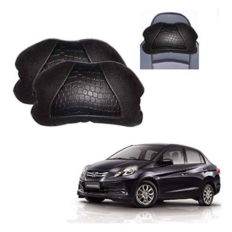Kozdiko 2 Pcs Black Neck Rest Cushion Pillow Set for Honda Old Amaze (2013-2017)