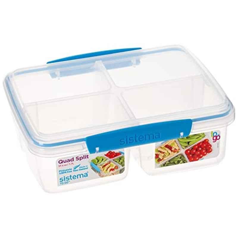 Sistema 1.74L Plastic Blue Clip Lunch Box, 21740