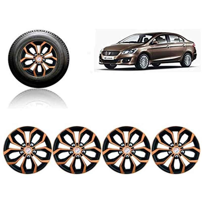 Auto Pearl 4 Pcs 15 inch Black & Copper Press Fitting Wheel Cover Set for Maruti Suzuki Ciaz