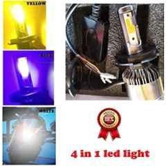 AOW Multi Color LED Anti-Flicker (36W/3800LM) Headlight Bulb with Ultra Bright White Light Universal for All Bikes (12V - 36W) t-55