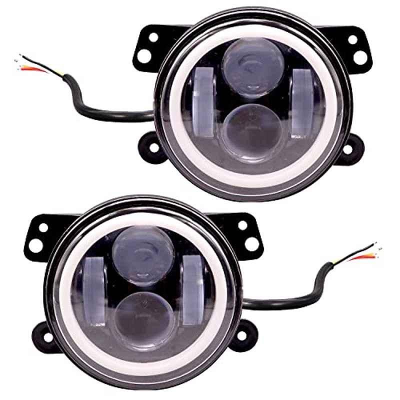 Buy AllExtreme Exi4Lf2 4 inch Full Ring Round White Led Fog Light Bumper  With Hi/Low Beam Angel Eye Lamp Compatible With Jeep, Wrangler (40W), (Pack  of 2) Online At Best Price On