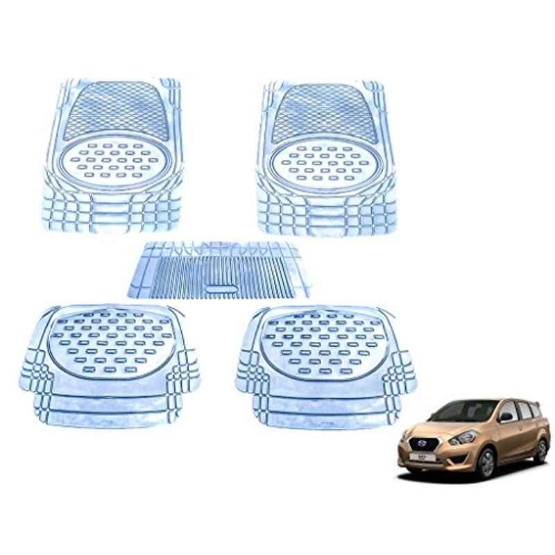 Kozdiko 5 Pcs 6605 PVC & Rubber Clear Car Foot Mat Set for Datsun GO+