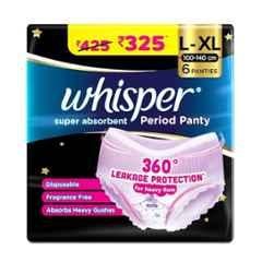 Whisper 6 Pcs White Cotton Disposable Period Panty Packet, Size: L-XL