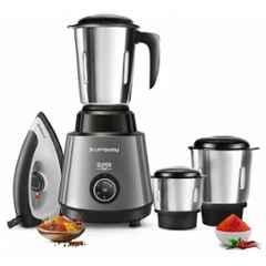 Longway Super Pro 500W ABS Plastic Silver & Black Mixer Grinder with 3 Jars & Kwid 1100W Dry Iron Combo & 2 Years Warranty