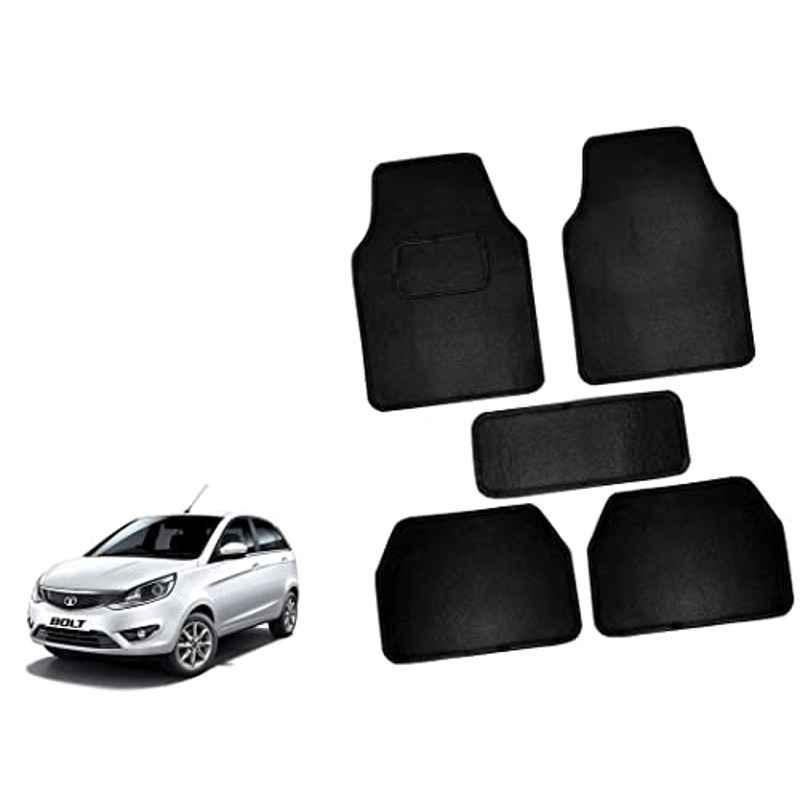Auto Pearl 5 Pcs Polyester Black Car Floor Carpet Set for Chevrolet Bolt XT Model