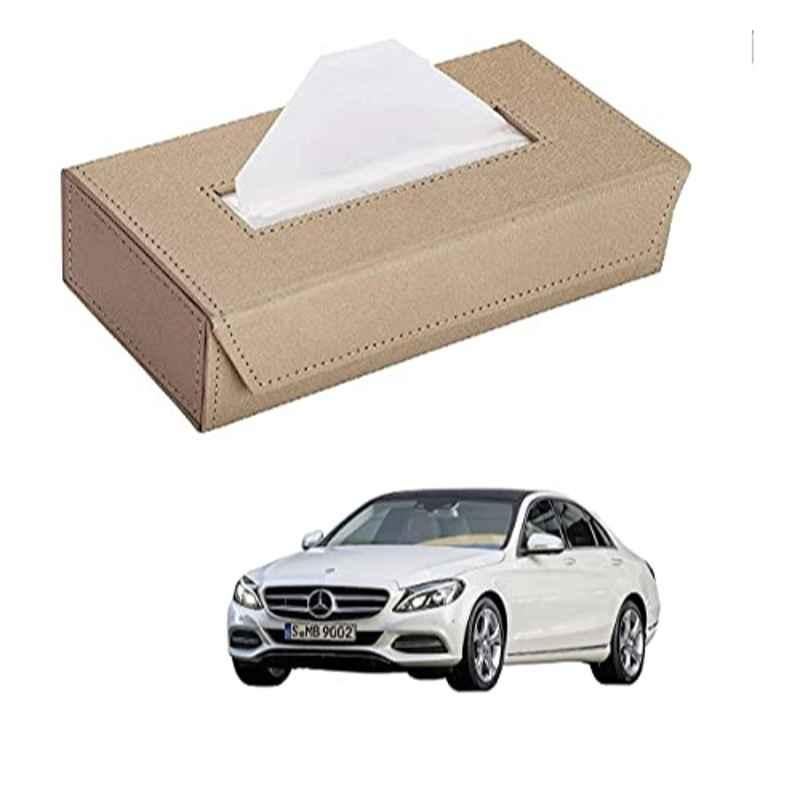 Kozdiko 100 Pulls PU Leather Beige Car Tissue Paper Box with 200 Sheets for Mercedes Benz C-Class